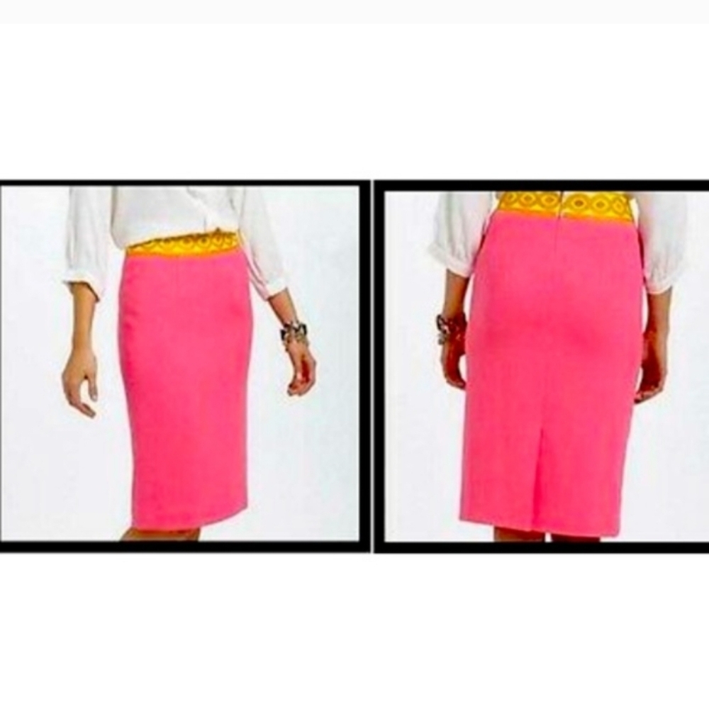 Anthropologie‎ Electric Love Light Chrysalis Pencil Skirt Sz 2 Neon Pink EUC